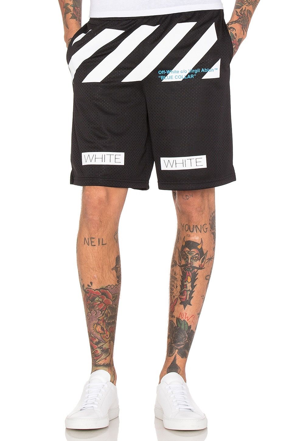 Off-White “Blue Collar” Perforated Mesh Shorts Size US 28 / EU 44 - 5 Thumbnail