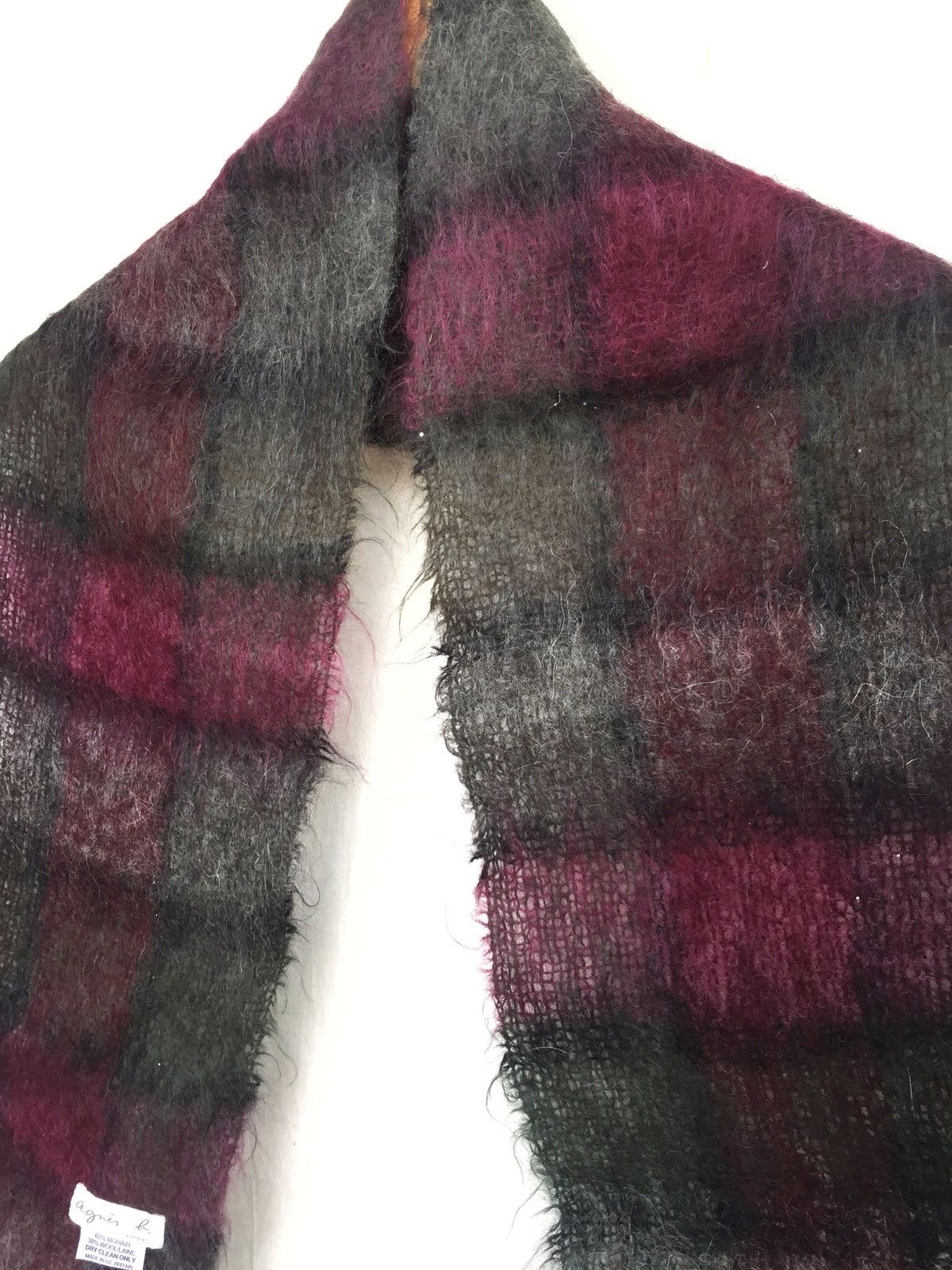 agnes b. AGNES B 🇫🇷 Mohair Wool Multicolor Plaid Scarves Size ONE SIZE - 2 Thumbnail