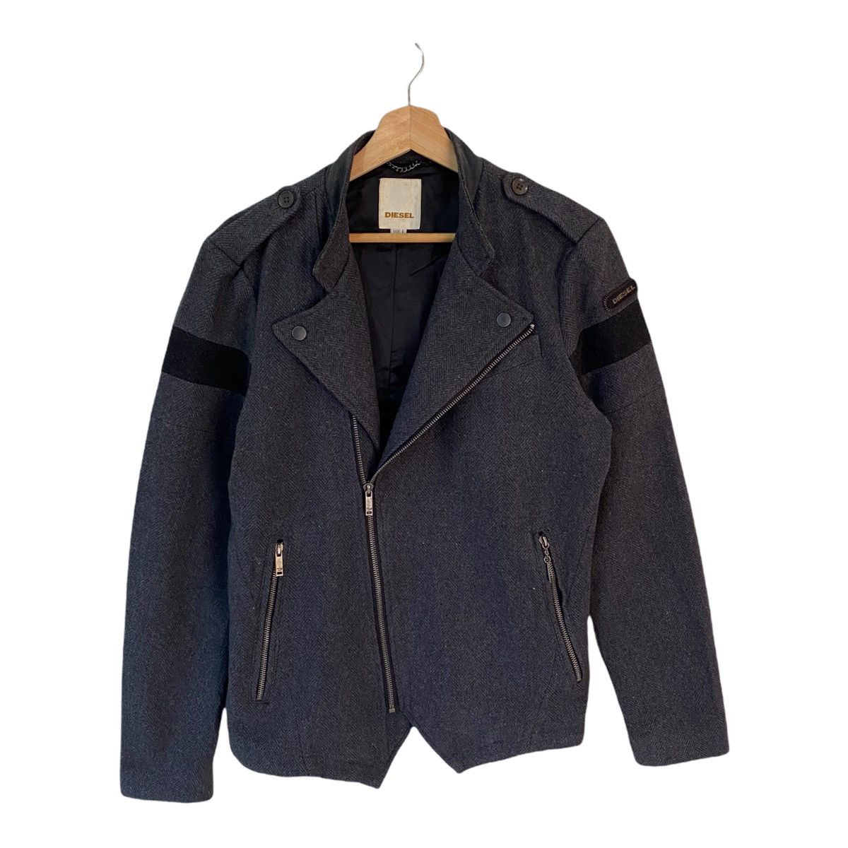 Helmut Lang 🇯🇵A/W 1998 DIESEL DOUBLE COLLAR WOOL BIKER JACKET Size US S / EU 44-46 / 1 - 1 Thumbnail