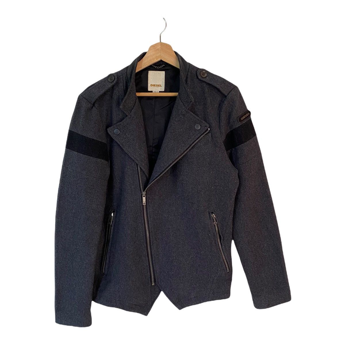 Helmut Lang 🇯🇵A/W 1998 DIESEL DOUBLE COLLAR WOOL BIKER JACKET Size US S / EU 44-46 / 1 - 3 Thumbnail
