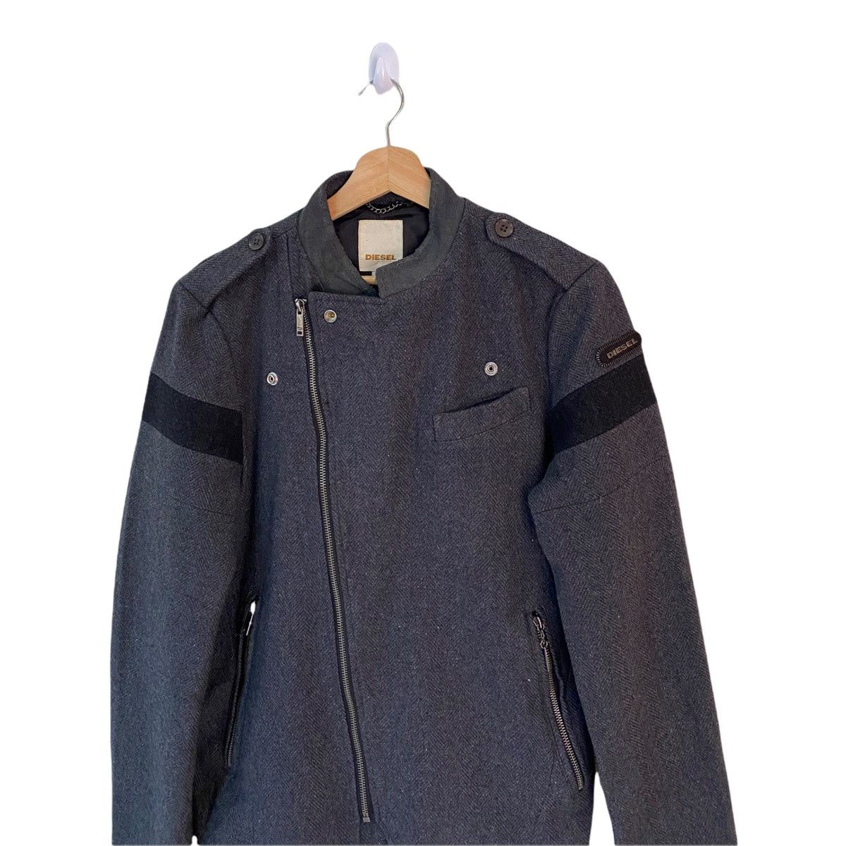 Helmut Lang 🇯🇵A/W 1998 DIESEL DOUBLE COLLAR WOOL BIKER JACKET Size US S / EU 44-46 / 1 - 7 Thumbnail