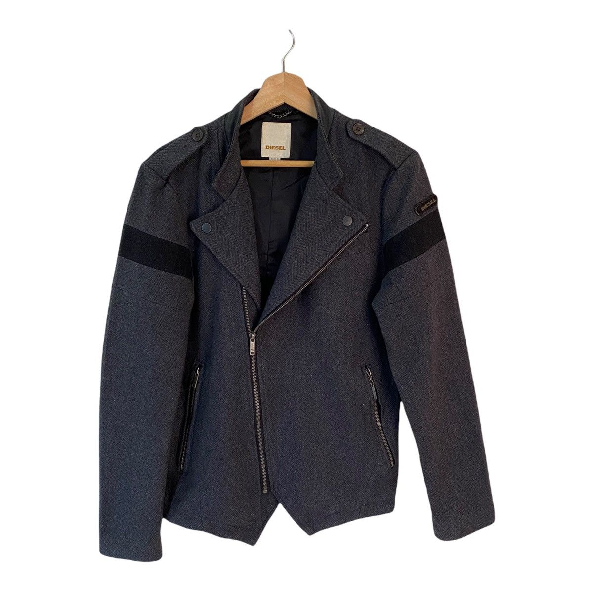 Helmut Lang 🇯🇵A/W 1998 DIESEL DOUBLE COLLAR WOOL BIKER JACKET Size US S / EU 44-46 / 1 - 6 Thumbnail