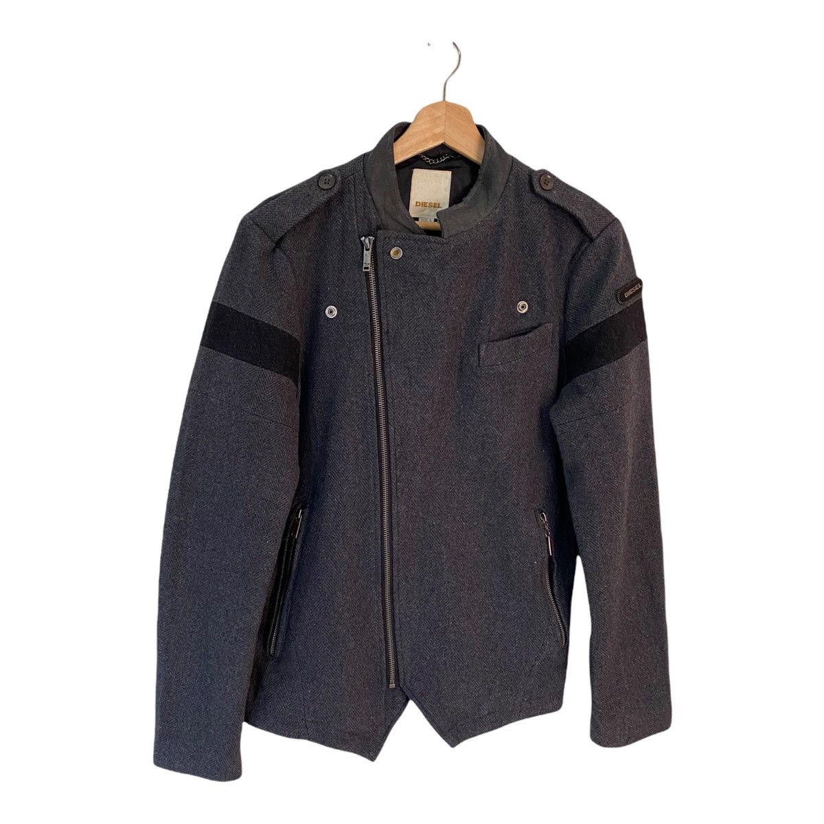 Helmut Lang 🇯🇵A/W 1998 DIESEL DOUBLE COLLAR WOOL BIKER JACKET Size US S / EU 44-46 / 1 - 10 Thumbnail