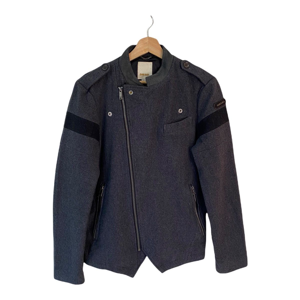 Helmut Lang 🇯🇵A/W 1998 DIESEL DOUBLE COLLAR WOOL BIKER JACKET Size US S / EU 44-46 / 1 - 2 Thumbnail