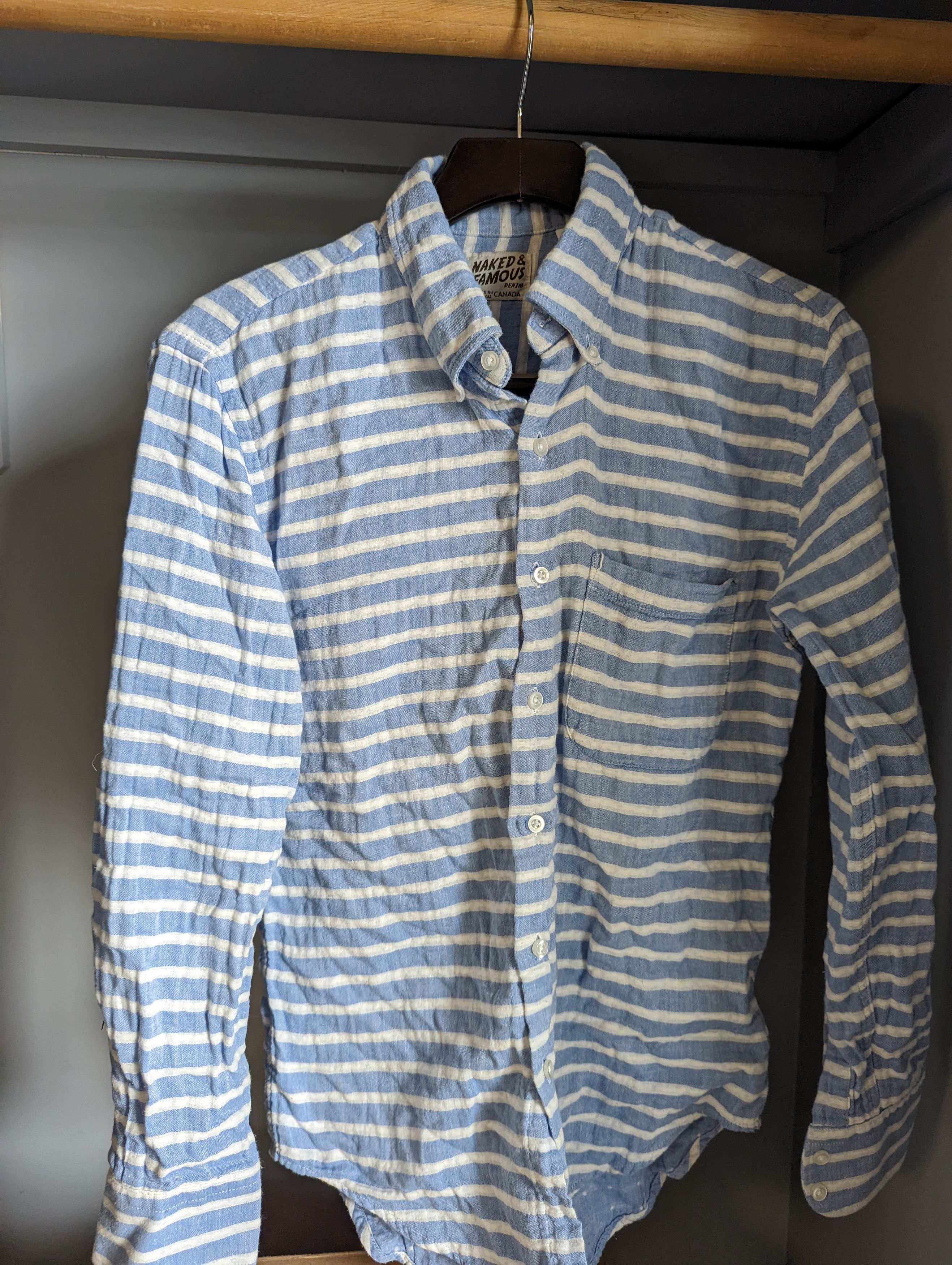 Naked & Famous Handwoven Striped Cotton Shirt Size US S / EU 44-46 / 1 - 1 Thumbnail