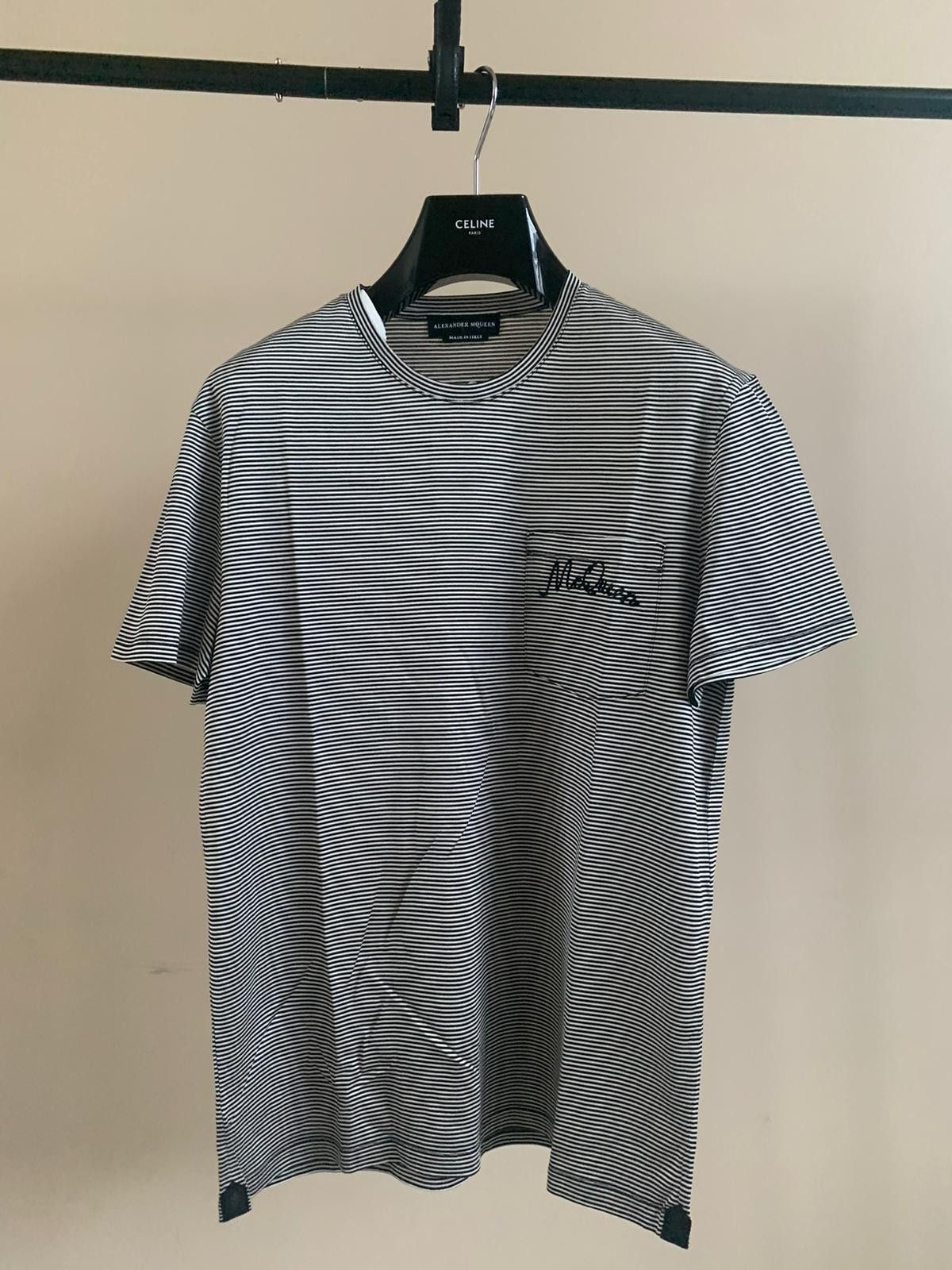 Alexander McQueen Stripe Chest Pocket Logo Tee in Black & White Size US M / EU 48-50 / 2 - 3 Thumbnail