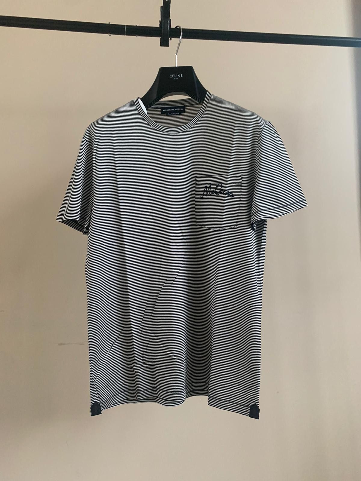 Alexander McQueen Stripe Chest Pocket Logo Tee in Black & White Size US M / EU 48-50 / 2 - 8 Thumbnail