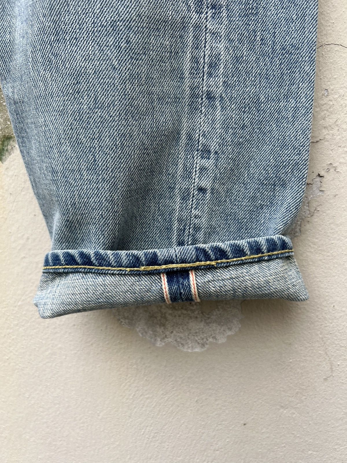 Vintage Archi Japan Fade Light Blue Redline Denim Cropped Jeans Size US 30 / EU 46 - 9 Thumbnail