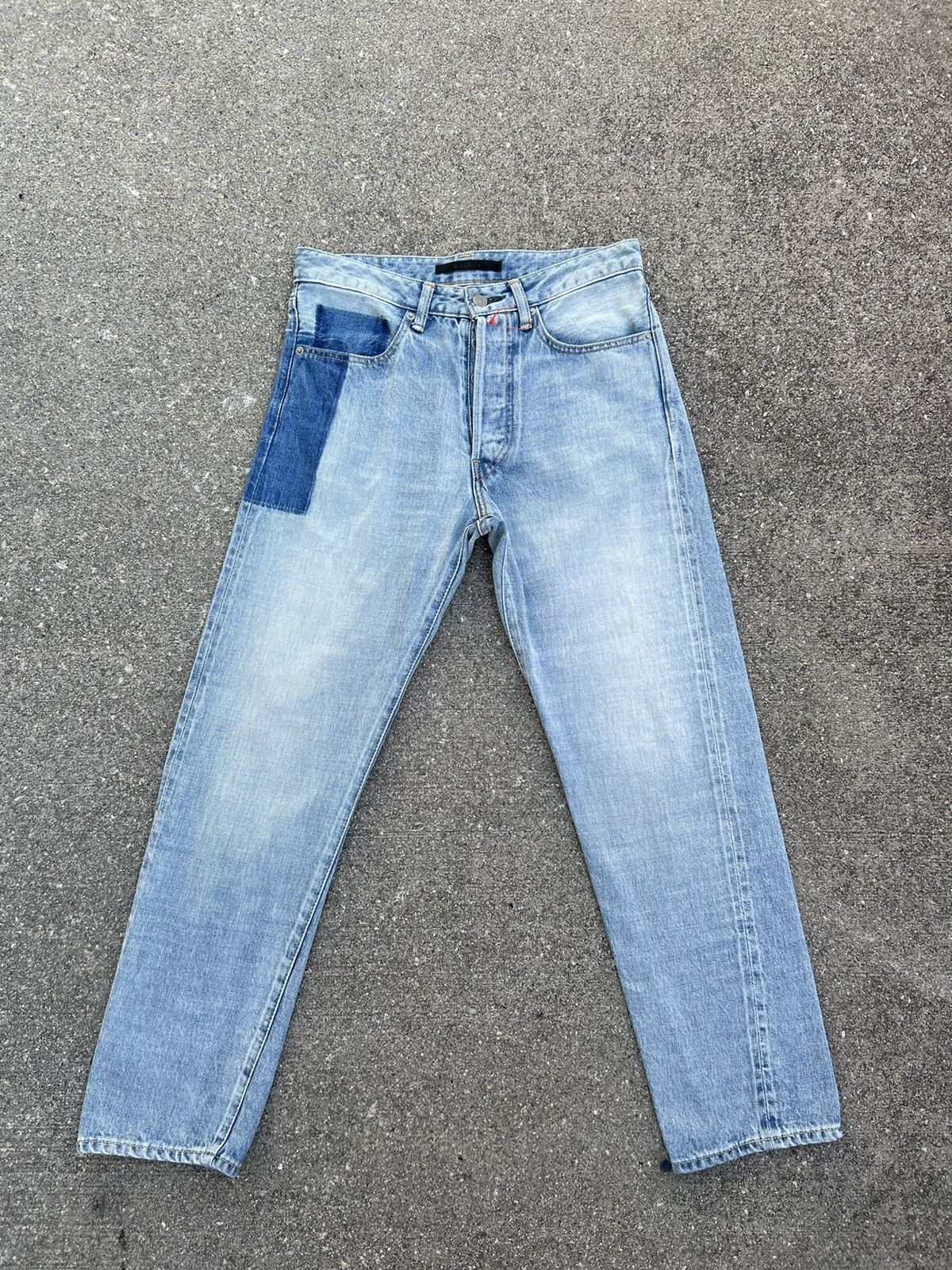 Vintage Archi Japan Fade Light Blue Redline Denim Cropped Jeans Size US 30 / EU 46 - 1 Thumbnail