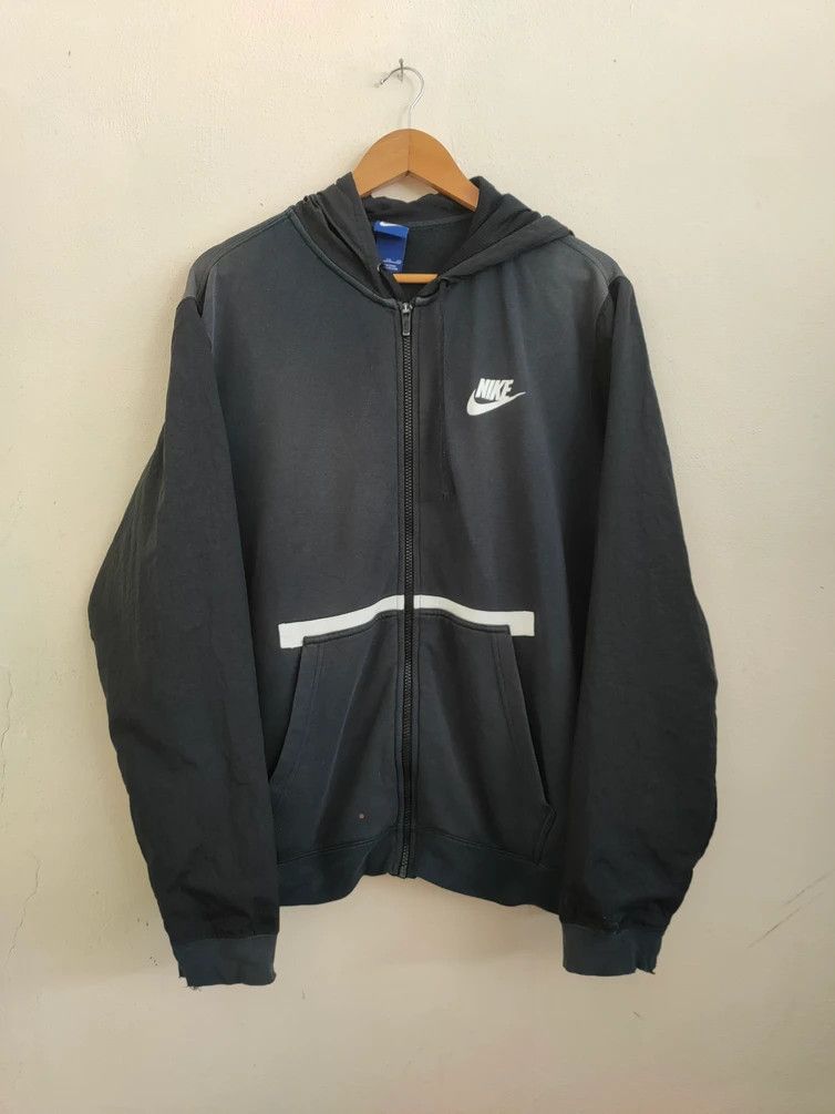 Nike × Vintage Vintage Nike Distress Big Logo Zipup Hoodie Size US XL / EU 56 / 4 - 2 Thumbnail