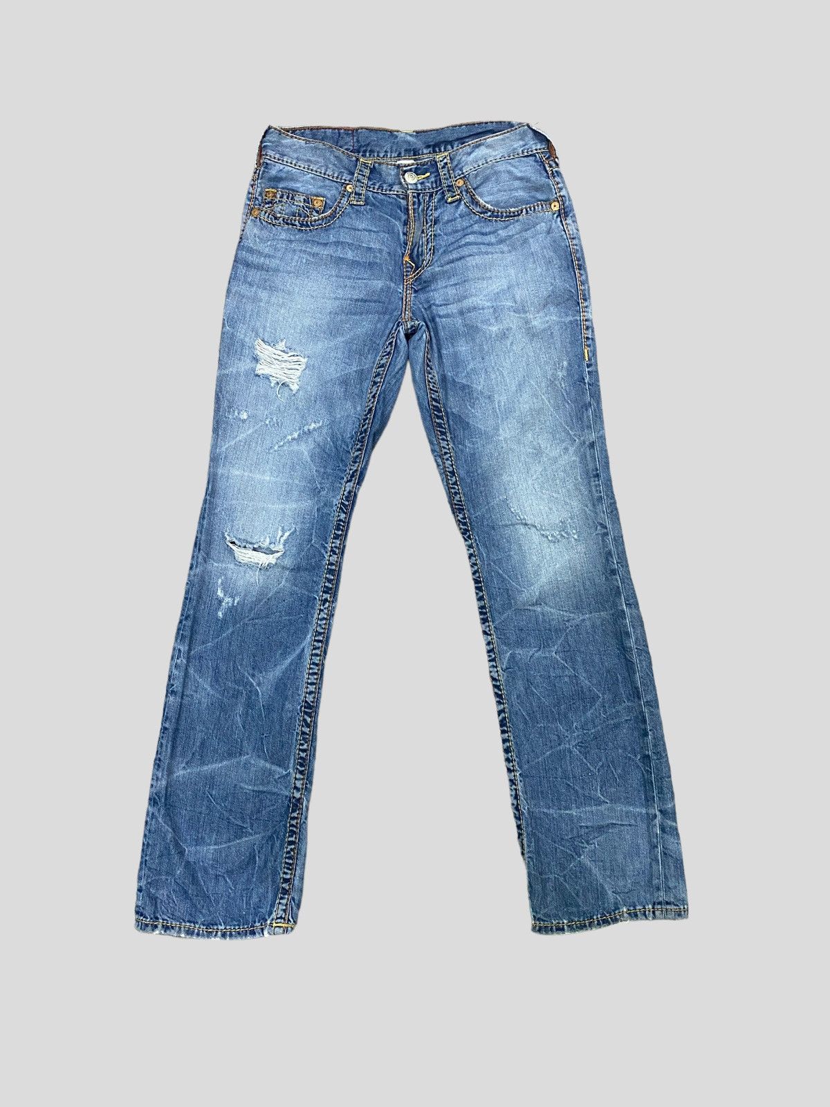 True Religion TRUE RELIGION STRAIGHT SECTION DISTRESSED LIGHTNING DESIGN Size US 31 - 2 Thumbnail