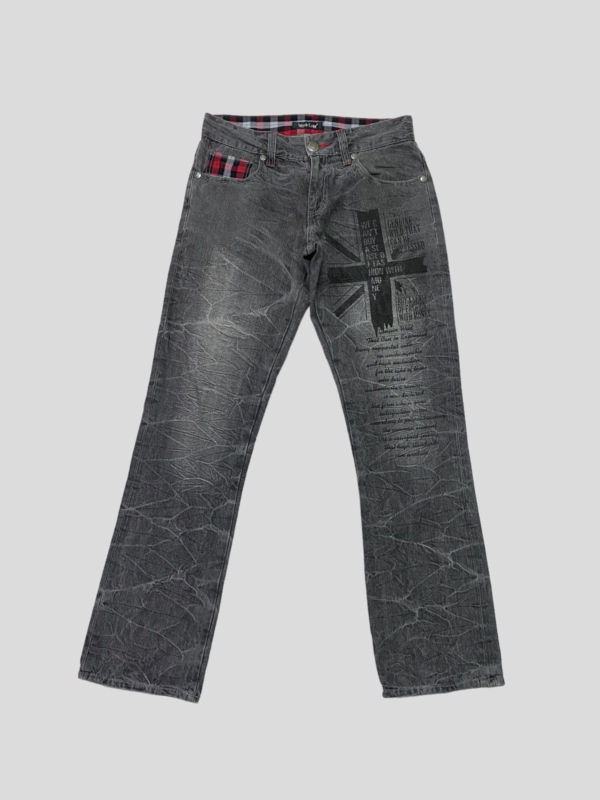 Japanese Brand × Seditionaries × Vintage VINTAGE FAMOUS WILD LIFE CROSS PRINT POEM DESIGN DENIM Size US 31 - 1 Thumbnail