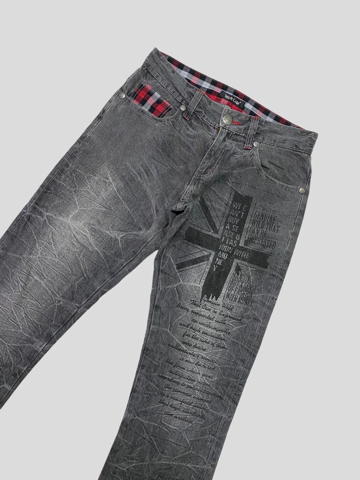 Japanese Brand × Seditionaries × Vintage VINTAGE FAMOUS WILD LIFE CROSS PRINT POEM DESIGN DENIM Size US 31 - 3 Thumbnail