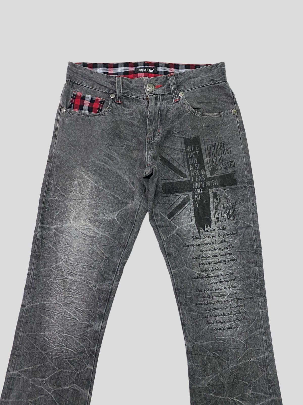 Japanese Brand × Seditionaries × Vintage VINTAGE FAMOUS WILD LIFE CROSS PRINT POEM DESIGN DENIM Size US 31 - 5 Thumbnail