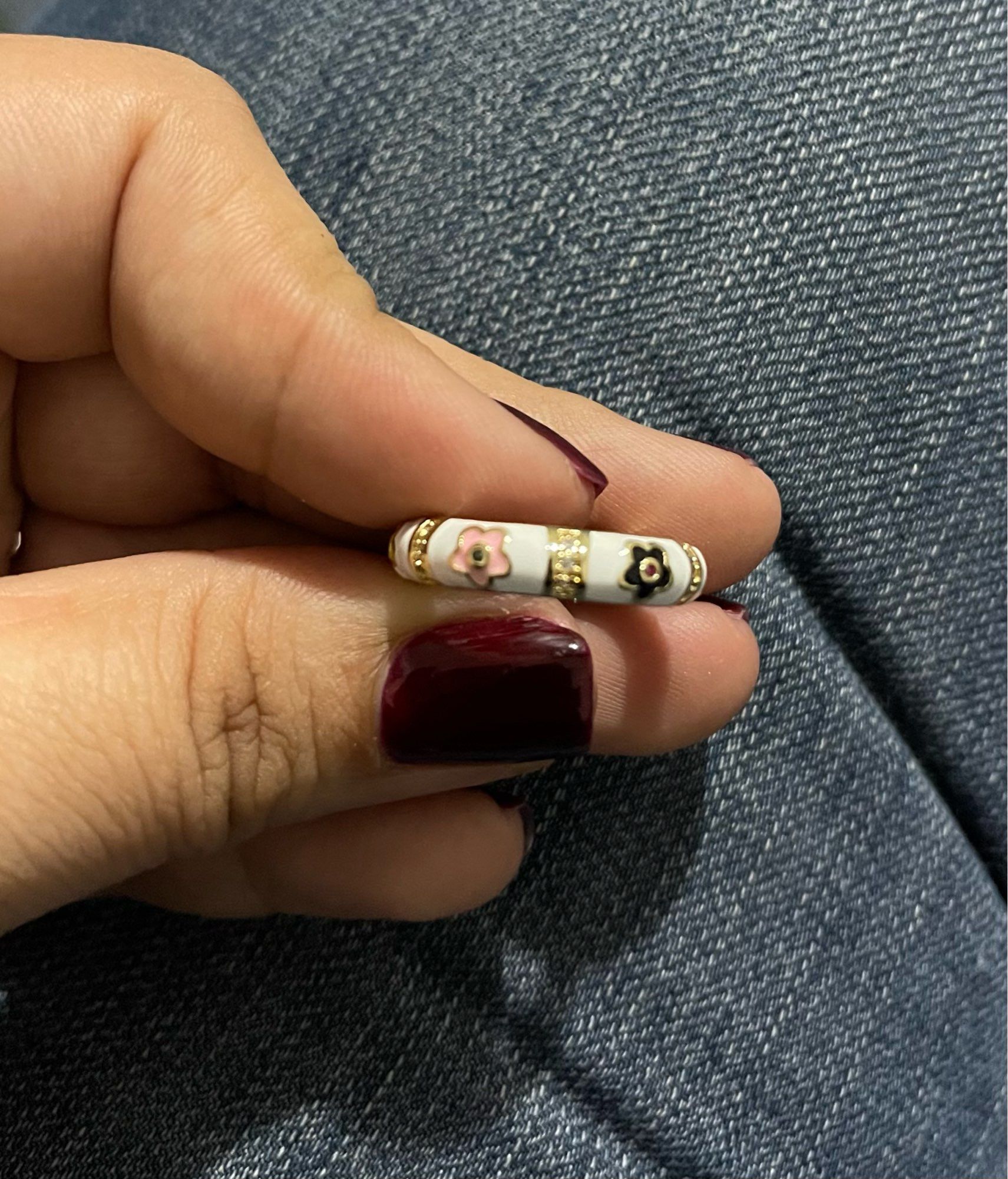 Jewelry Oval Flower Colourful Enamel Ring Size ONE SIZE - 4 Thumbnail