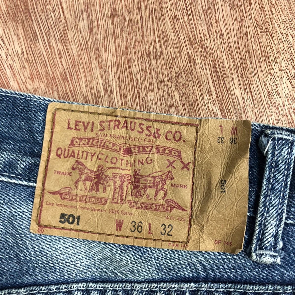 Levi's DLL 501 Big E Levis Strauss Blue Denim JEans Pants #1638 Size US 36 / EU 52 - 13 Thumbnail
