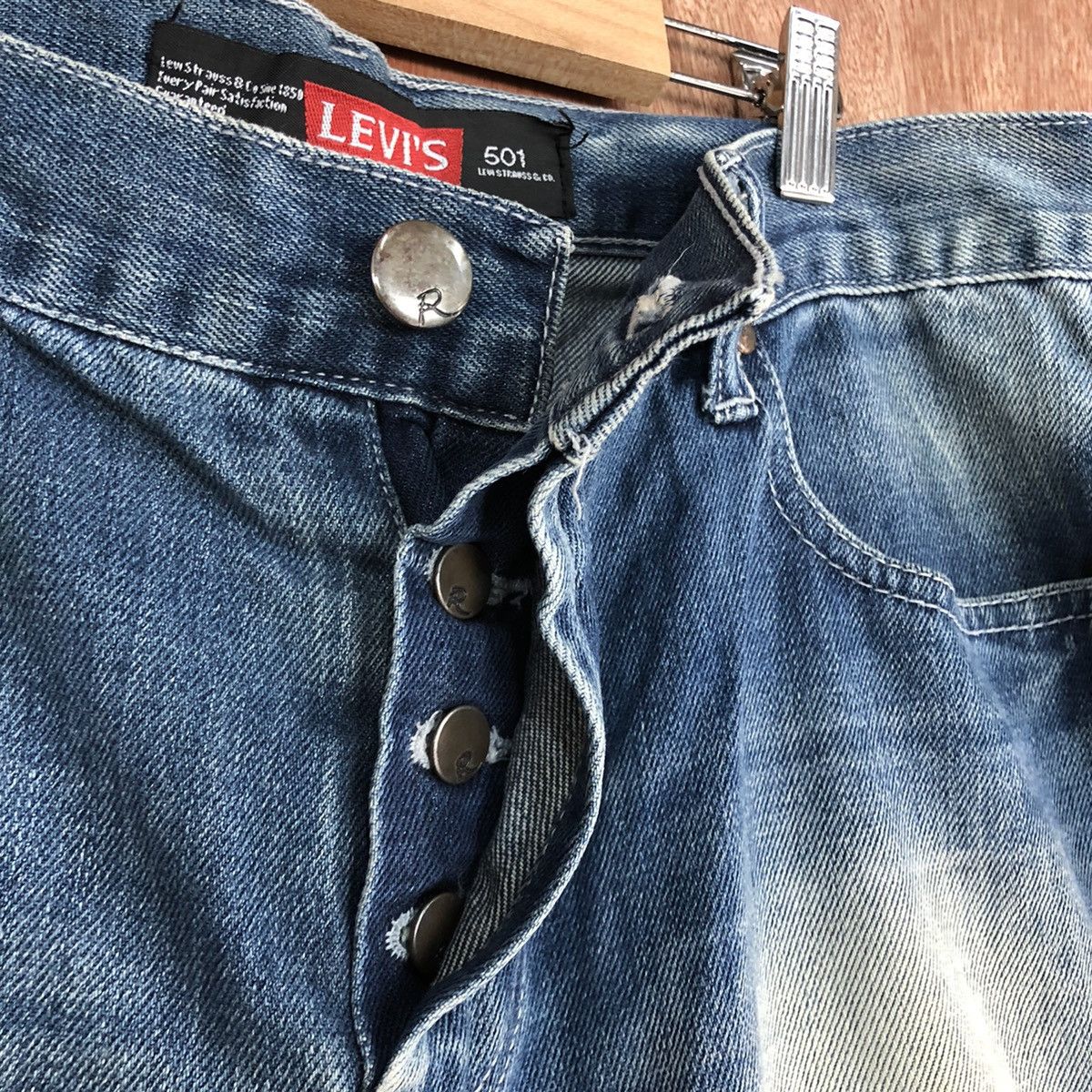 Levi's DLL 501 Big E Levis Strauss Blue Denim JEans Pants #1638 Size US 36 / EU 52 - 6 Thumbnail