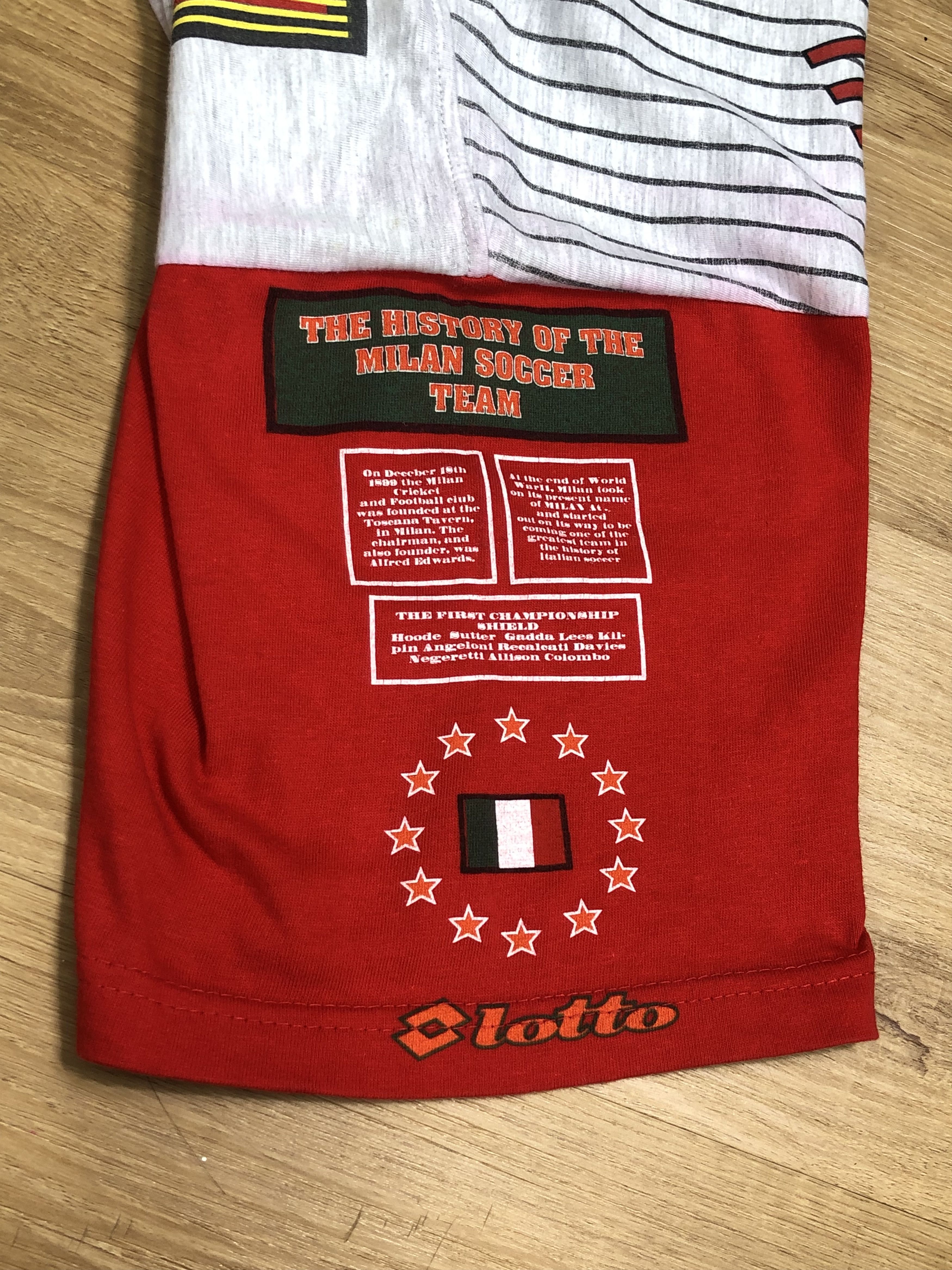 Lotto Sport RARE🔥VINTAGE 1993 AC MILAN FOOTBALL CHAMPIONS HISTORY Size US L / EU 52-54 / 3 - 18 Thumbnail