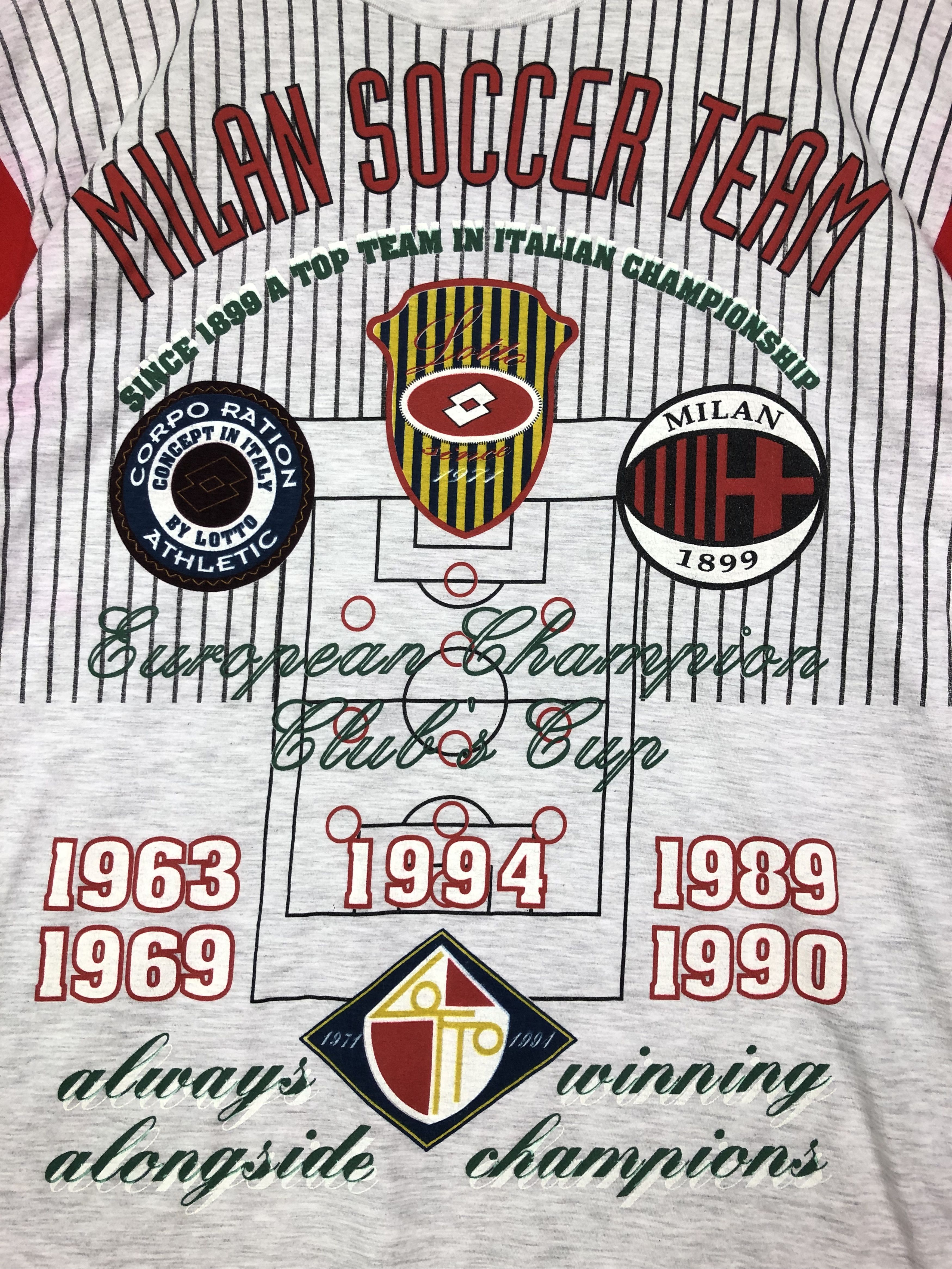 Lotto Sport RARE🔥VINTAGE 1993 AC MILAN FOOTBALL CHAMPIONS HISTORY Size US L / EU 52-54 / 3 - 10 Thumbnail