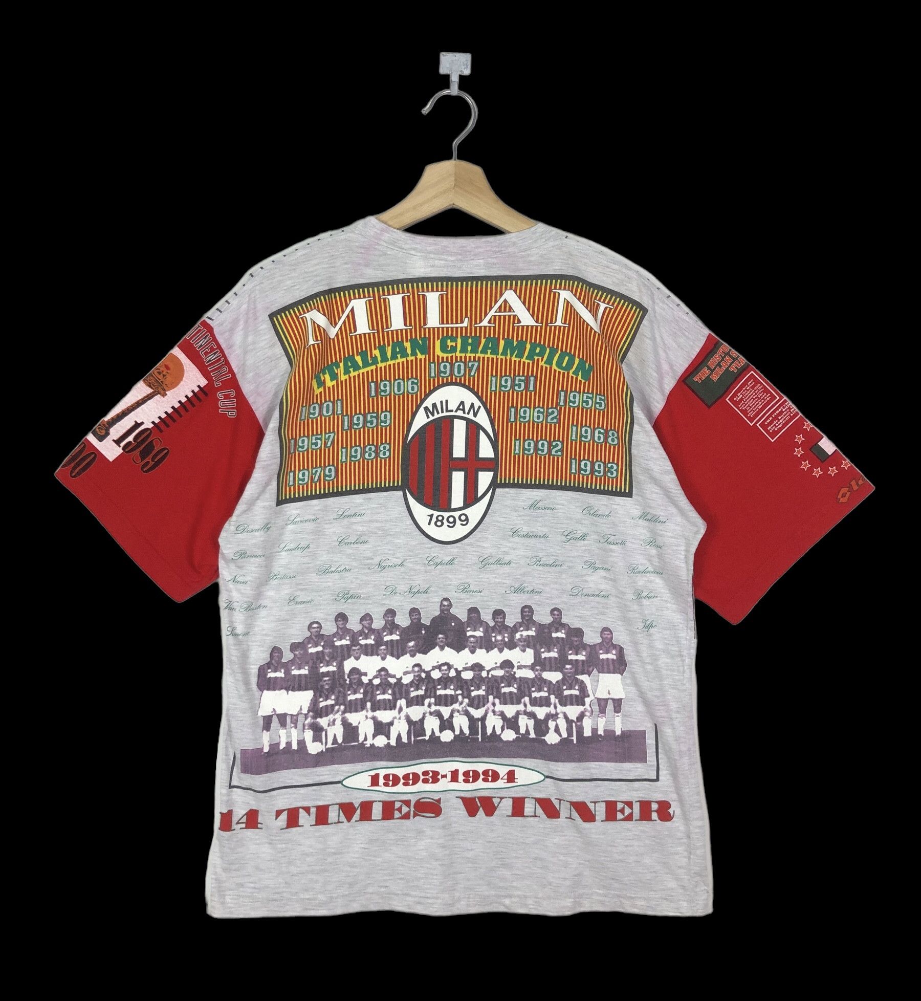 Lotto Sport RARE🔥VINTAGE 1993 AC MILAN FOOTBALL CHAMPIONS HISTORY Size US L / EU 52-54 / 3 - 1 Thumbnail