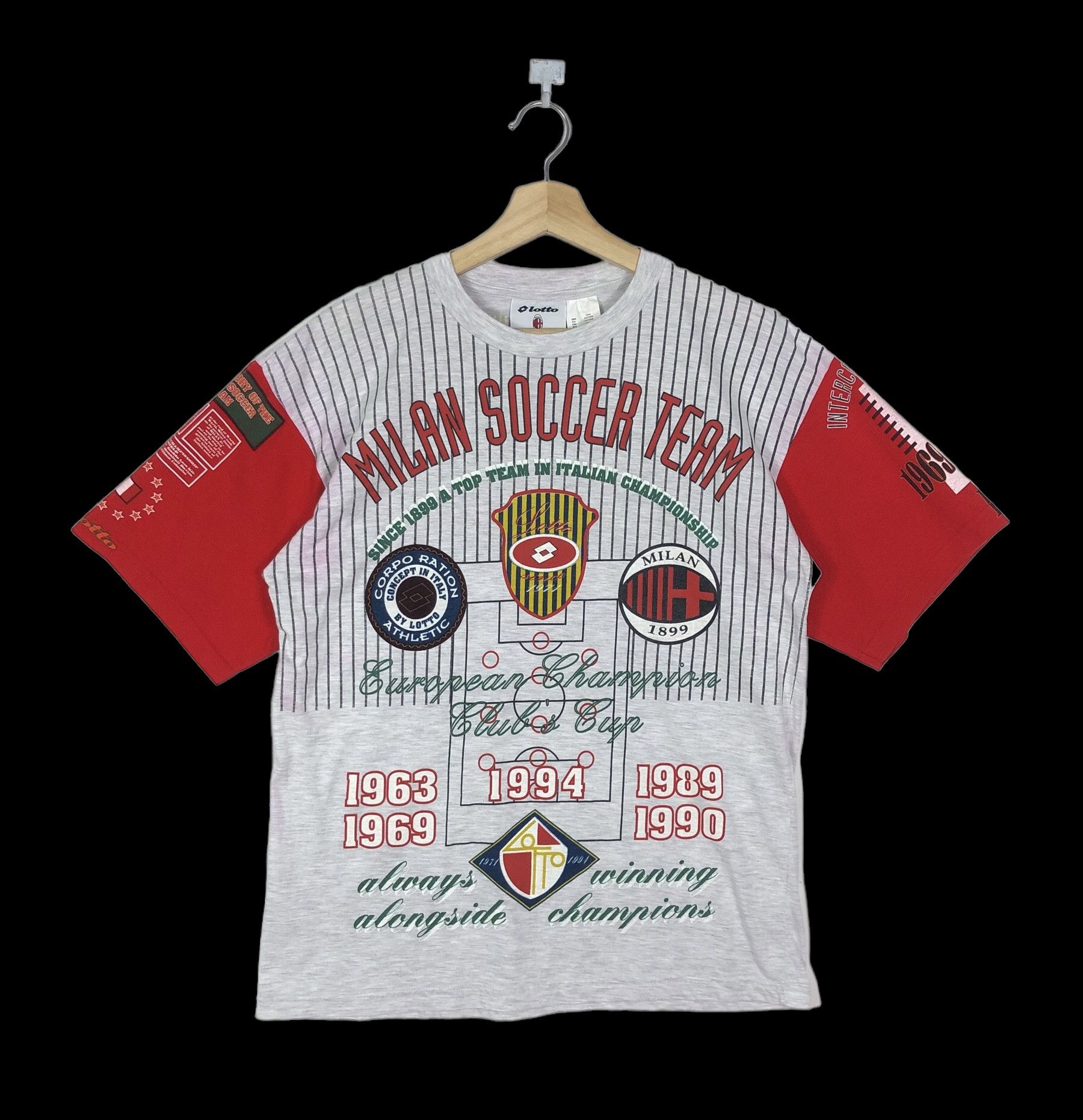 Lotto Sport RARE🔥VINTAGE 1993 AC MILAN FOOTBALL CHAMPIONS HISTORY Size US L / EU 52-54 / 3 - 2 Thumbnail