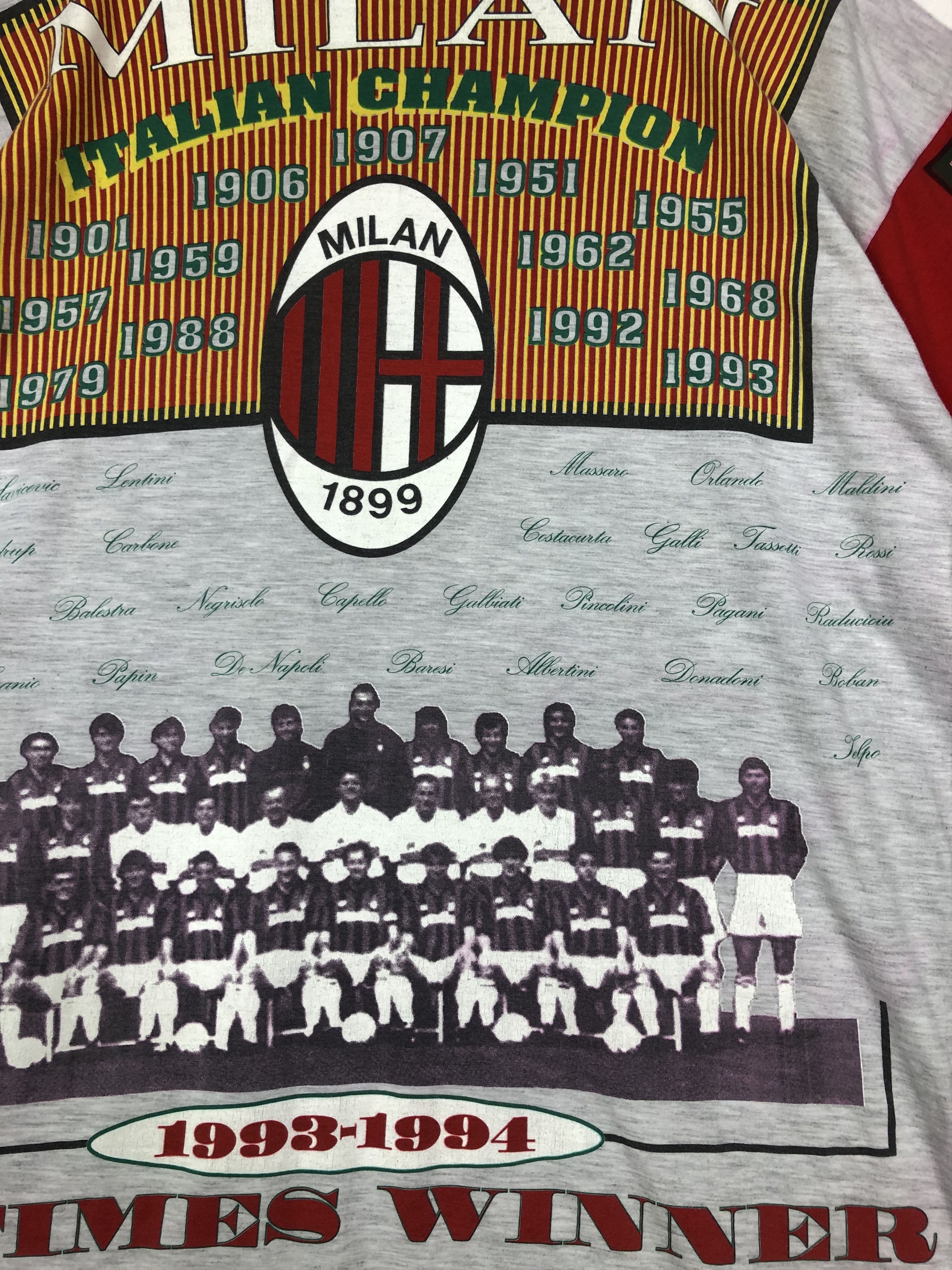 Lotto Sport RARE🔥VINTAGE 1993 AC MILAN FOOTBALL CHAMPIONS HISTORY Size US L / EU 52-54 / 3 - 11 Thumbnail