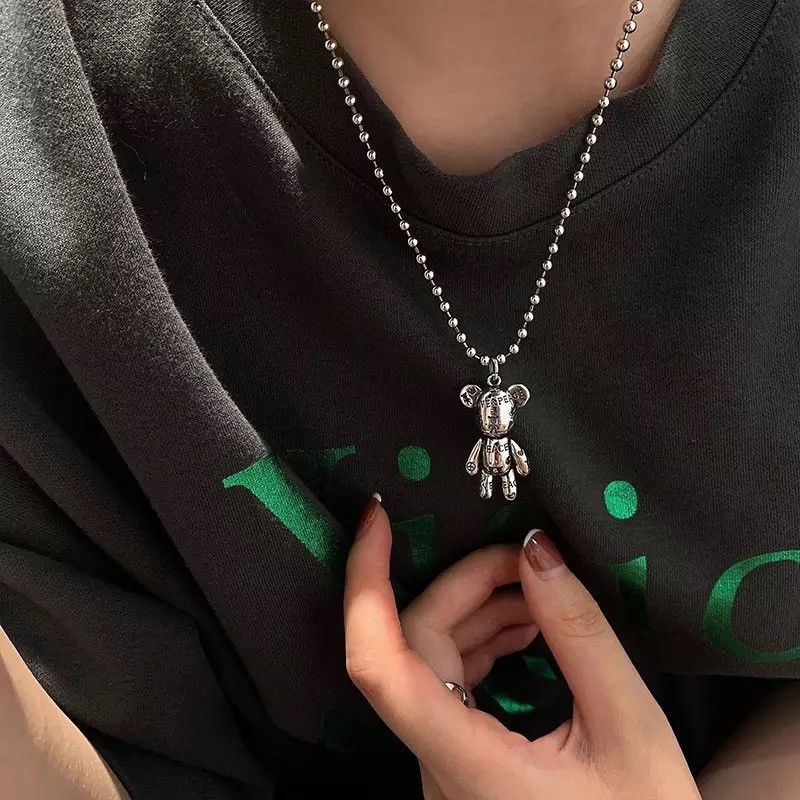 Jewelry Elegant Vintage Letter Pattern Bear Pendant necklace Size ONE SIZE - 1 Thumbnail