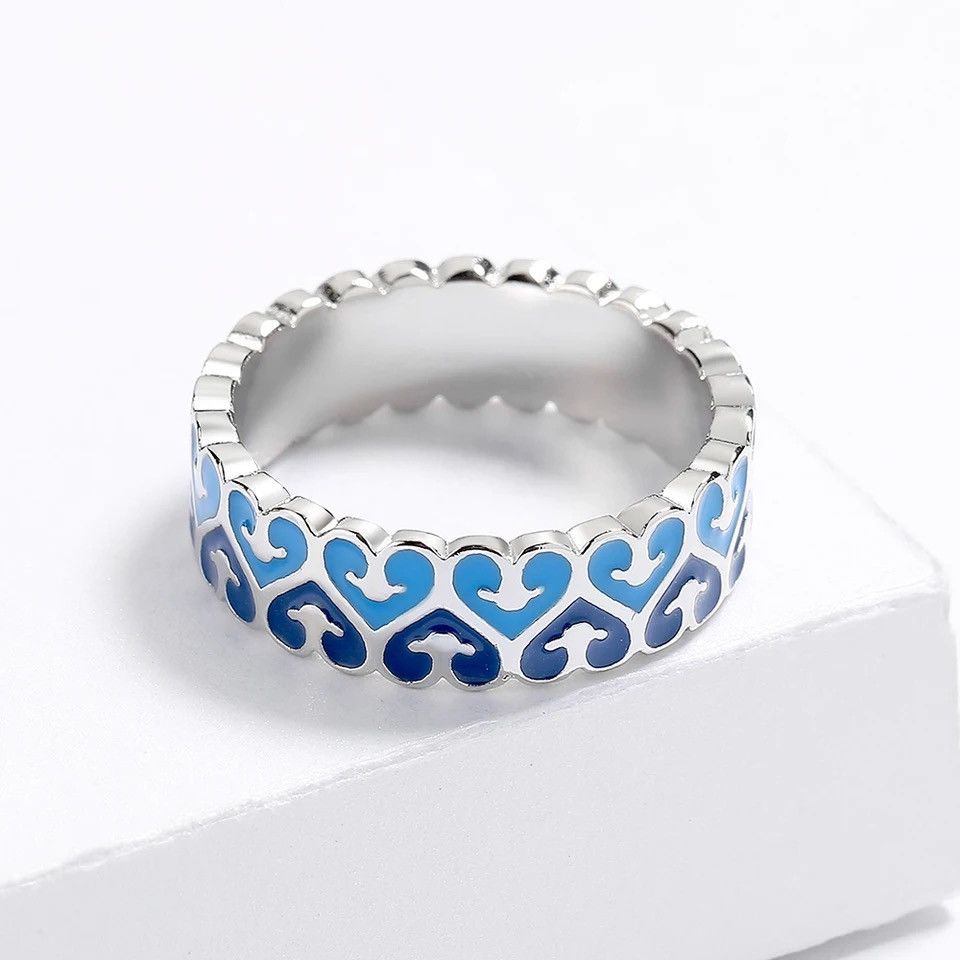 Japanese Brand × Jewelry × Vintage Creative Handmade Blue Enamel Flower Ring Size ONE SIZE - 4 Thumbnail