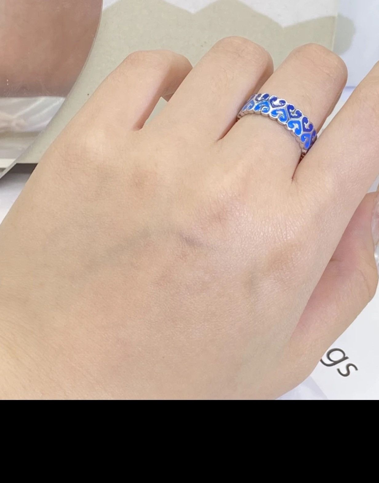 Japanese Brand × Jewelry × Vintage Creative Handmade Blue Enamel Flower Ring Size ONE SIZE - 2 Thumbnail