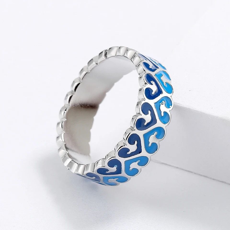 Japanese Brand × Jewelry × Vintage Creative Handmade Blue Enamel Flower Ring Size ONE SIZE - 3 Thumbnail