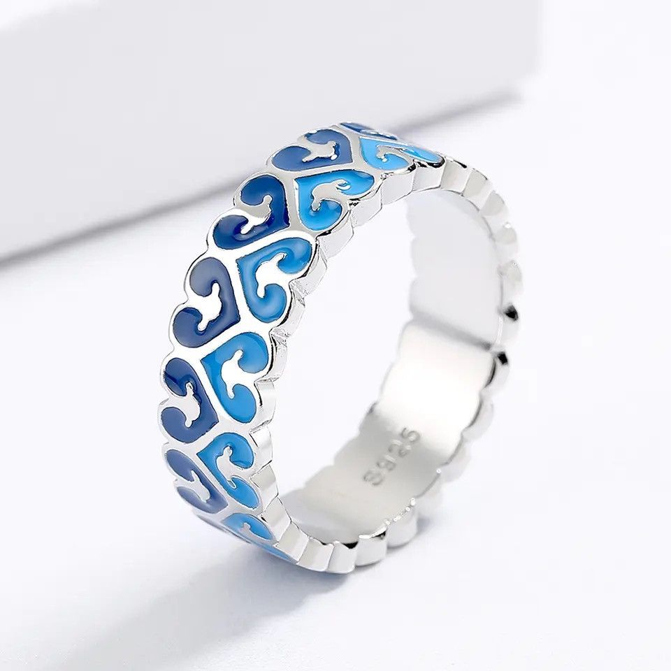 Japanese Brand × Jewelry × Vintage Creative Handmade Blue Enamel Flower Ring Size ONE SIZE - 1 Thumbnail