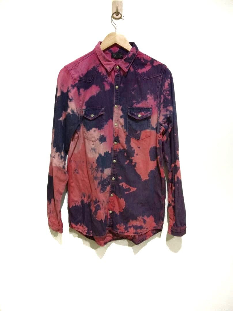 20471120 × Topshop Distressed Bleach Acidwash Grunge style Snap Buttom Size US M / EU 48-50 / 2 - 1 Thumbnail