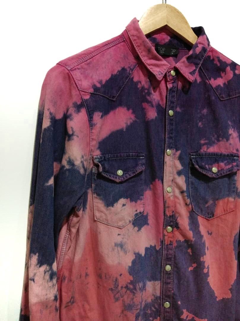 20471120 × Topshop Distressed Bleach Acidwash Grunge style Snap Buttom Size US M / EU 48-50 / 2 - 2 Thumbnail