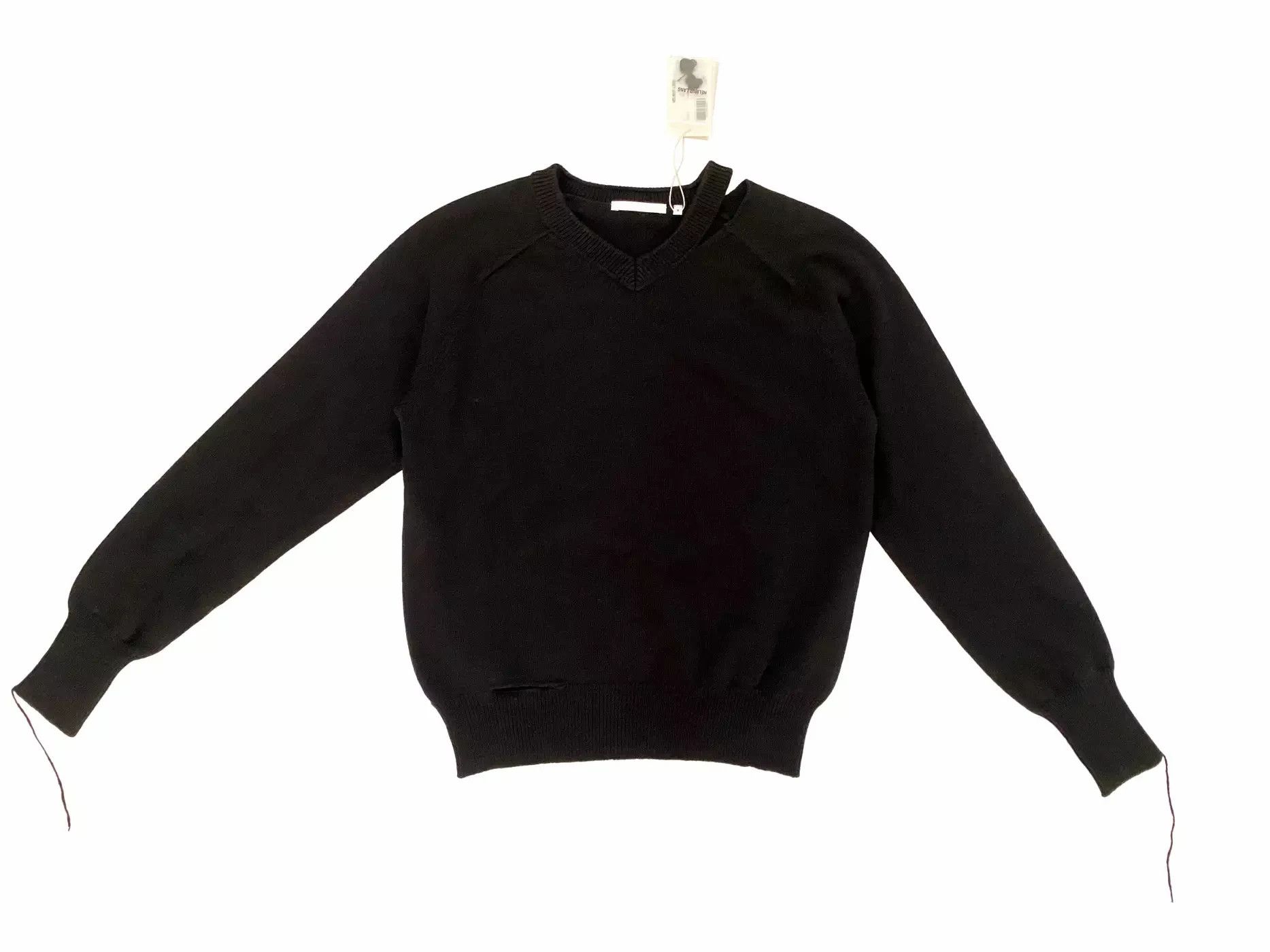 Helmut Lang ⚡️QUICK SALE⚡️ Helmut Lang Black Slash V-neck Knit Size US XXS / EU 40 - 1 Thumbnail