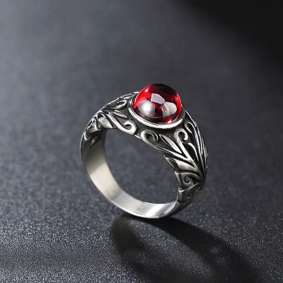 Jewelry × Vintage Garnet Natural Red Stone Ring Size ONE SIZE - 4 Thumbnail