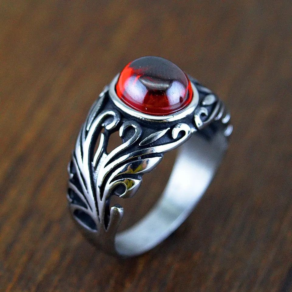 Jewelry × Vintage Garnet Natural Red Stone Ring Size ONE SIZE - 1 Thumbnail