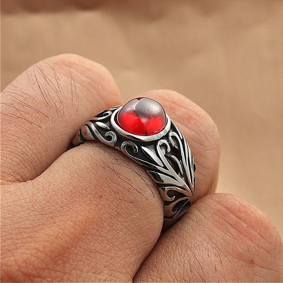 Jewelry × Vintage Garnet Natural Red Stone Ring Size ONE SIZE - 2 Thumbnail