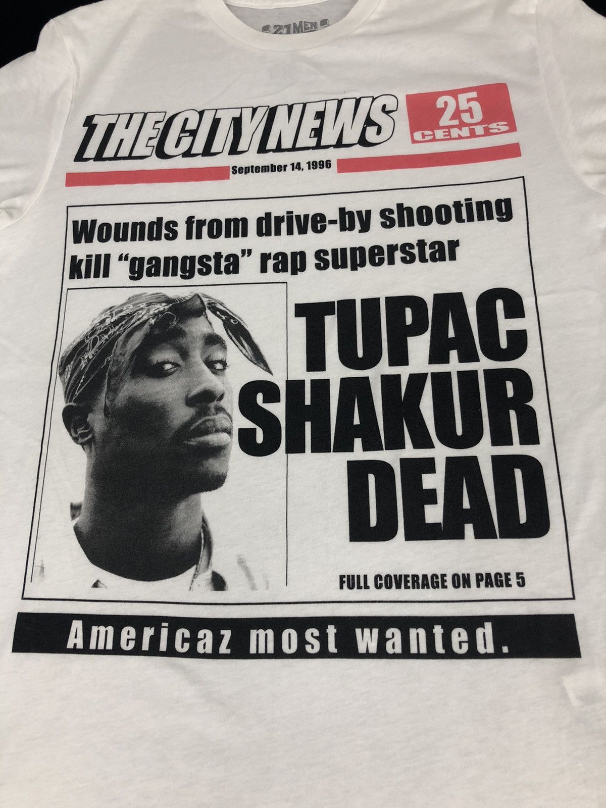 Band Tees × Rap Tees Tupac Shakur 2pac Dead Breaking News Tee Size US S / EU 44-46 / 1 - 2 Thumbnail