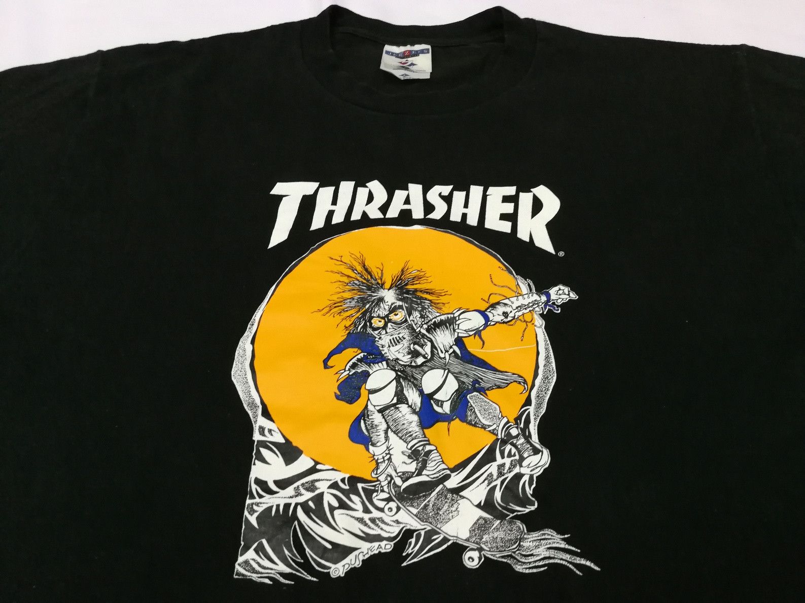 Thrasher Vintage 90s Thrasher Pushead Tee Skateboard Skate Size US L / EU 52-54 / 3 - 2 Thumbnail