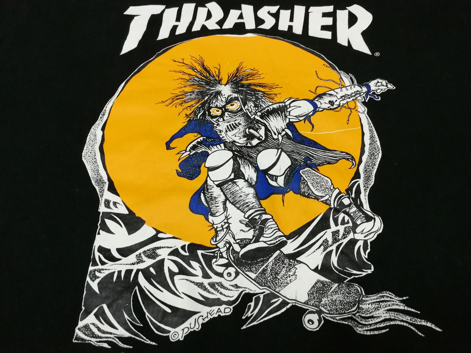 Thrasher Vintage 90s Thrasher Pushead Tee Skateboard Skate Size US L / EU 52-54 / 3 - 3 Thumbnail