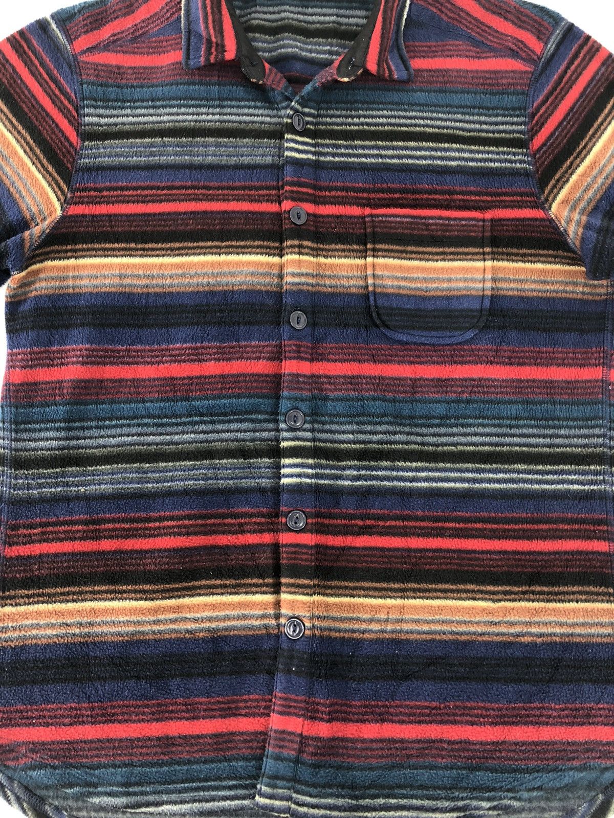 Flannel × Japanese Brand × Vintage Flannel Thick Button Up Shirts Single Pocket Striped Block Size US L / EU 52-54 / 3 - 3 Thumbnail