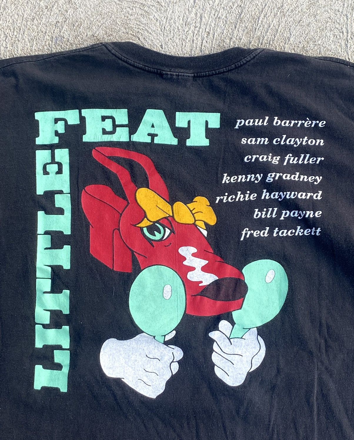 Band Tees × Vintage 1990s Single Stitch Little Feat Black Faded Vintage Band Tee Size US XL / EU 56 / 4 - 4 Thumbnail