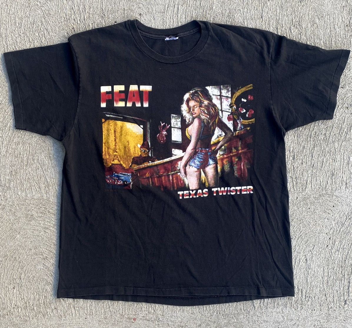 1990s Single Stitch Little Feat Black Faded Vintage Band Tee