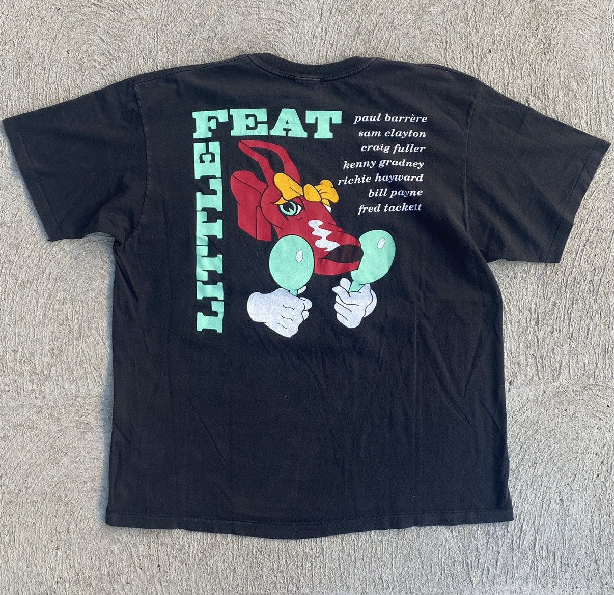 Band Tees × Vintage 1990s Single Stitch Little Feat Black Faded Vintage Band Tee Size US XL / EU 56 / 4 - 2 Thumbnail