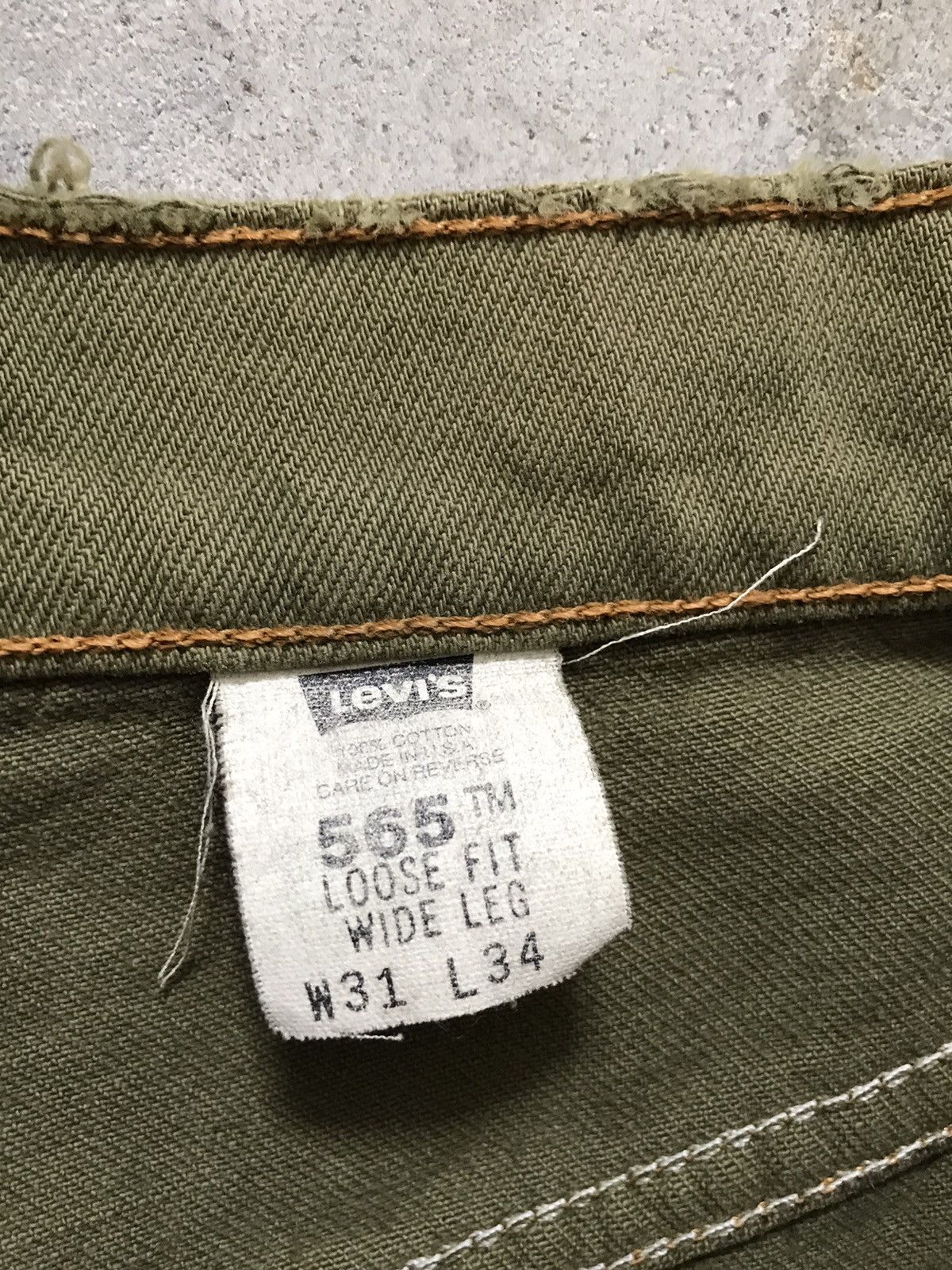 Levi's Vtg Levis 565 Loose Fit Wide Leg Brownish Green Dyed Jeans Size US 31 - 7 Thumbnail