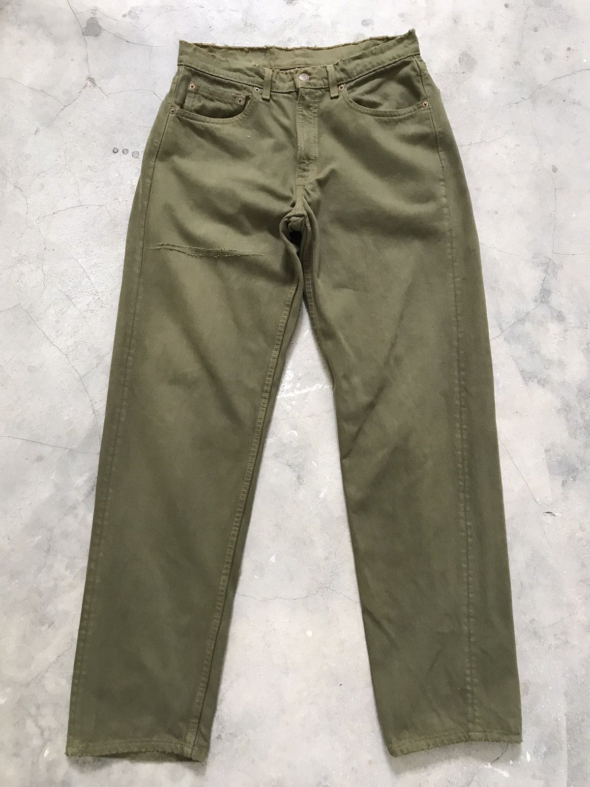 Levi's Vtg Levis 565 Loose Fit Wide Leg Brownish Green Dyed Jeans Size US 31 - 1 Thumbnail