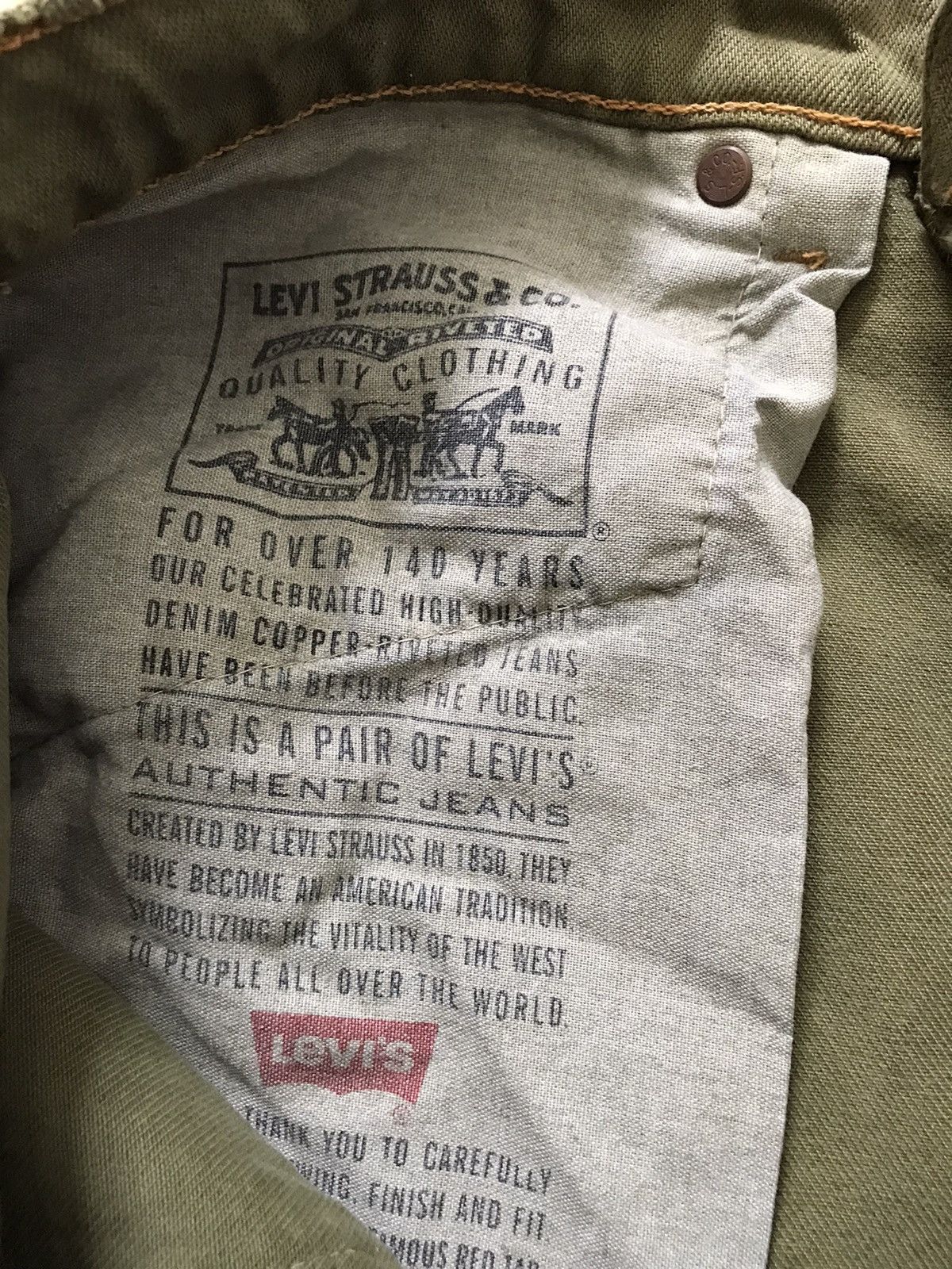 Levi's Vtg Levis 565 Loose Fit Wide Leg Brownish Green Dyed Jeans Size US 31 - 16 Thumbnail