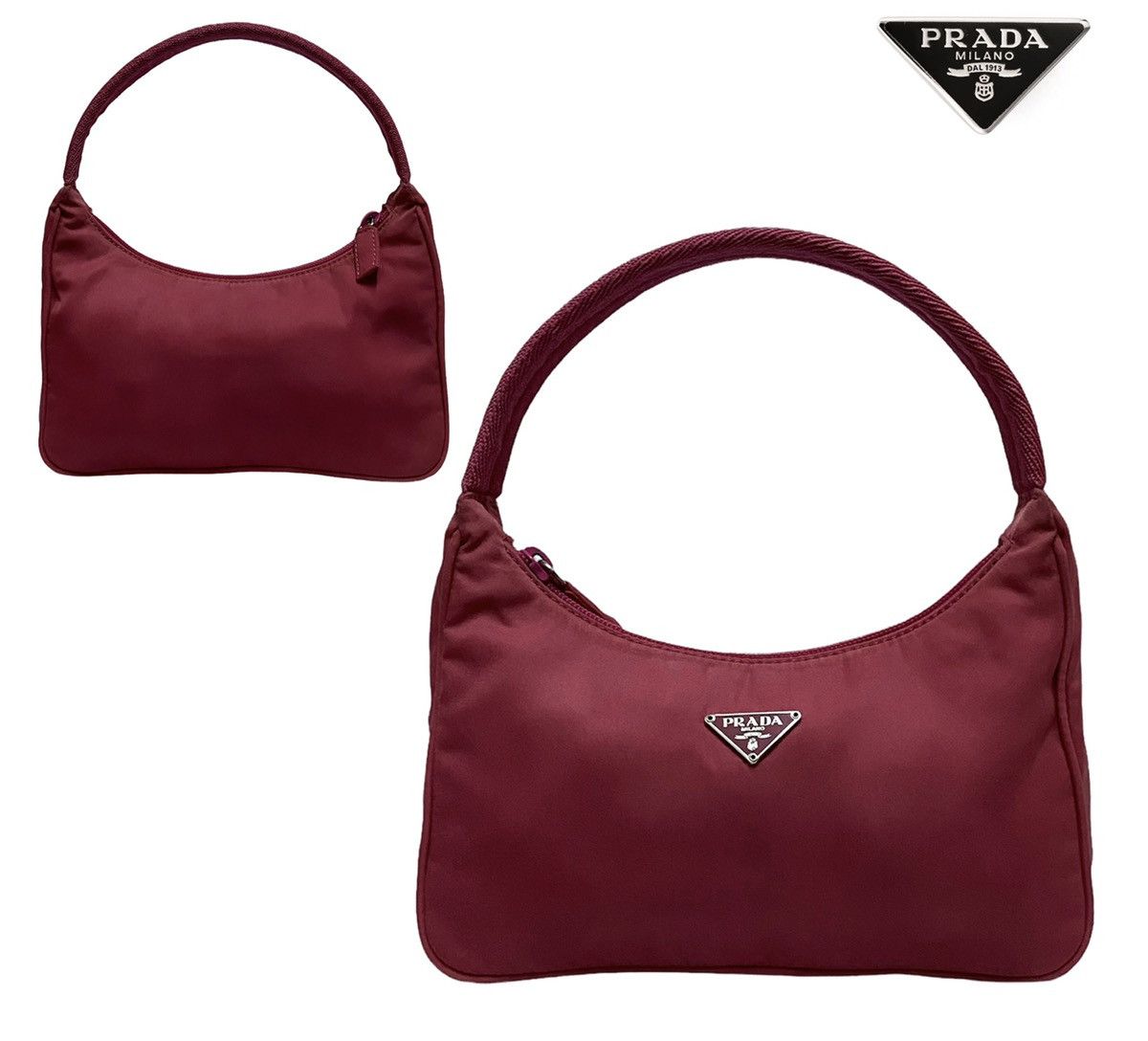Authentic Prada Tessuto Nylon Mini Hobo Shoulder Bag in Pink, Women's