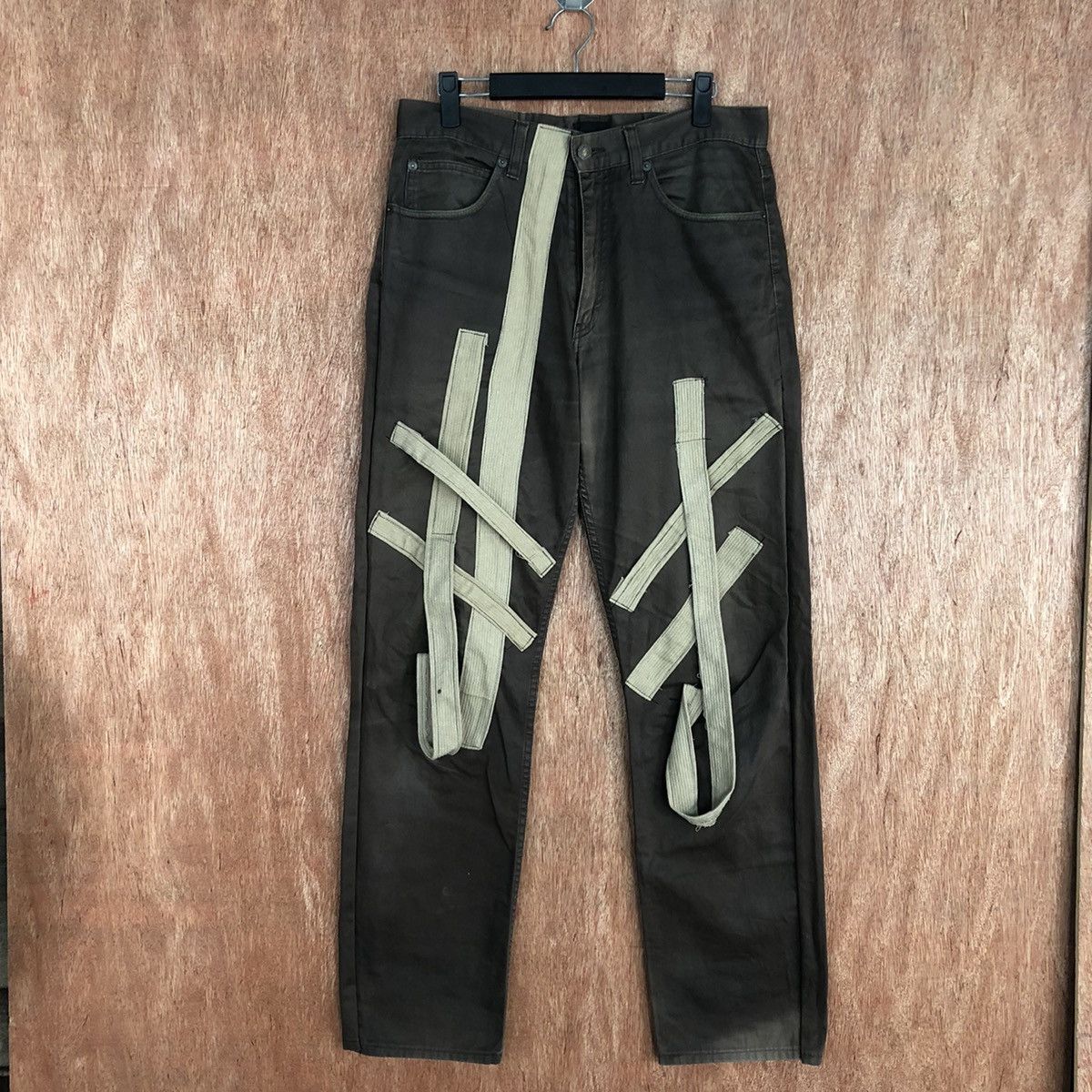 Ships japan reworked custom Brown Straight Pants #c922