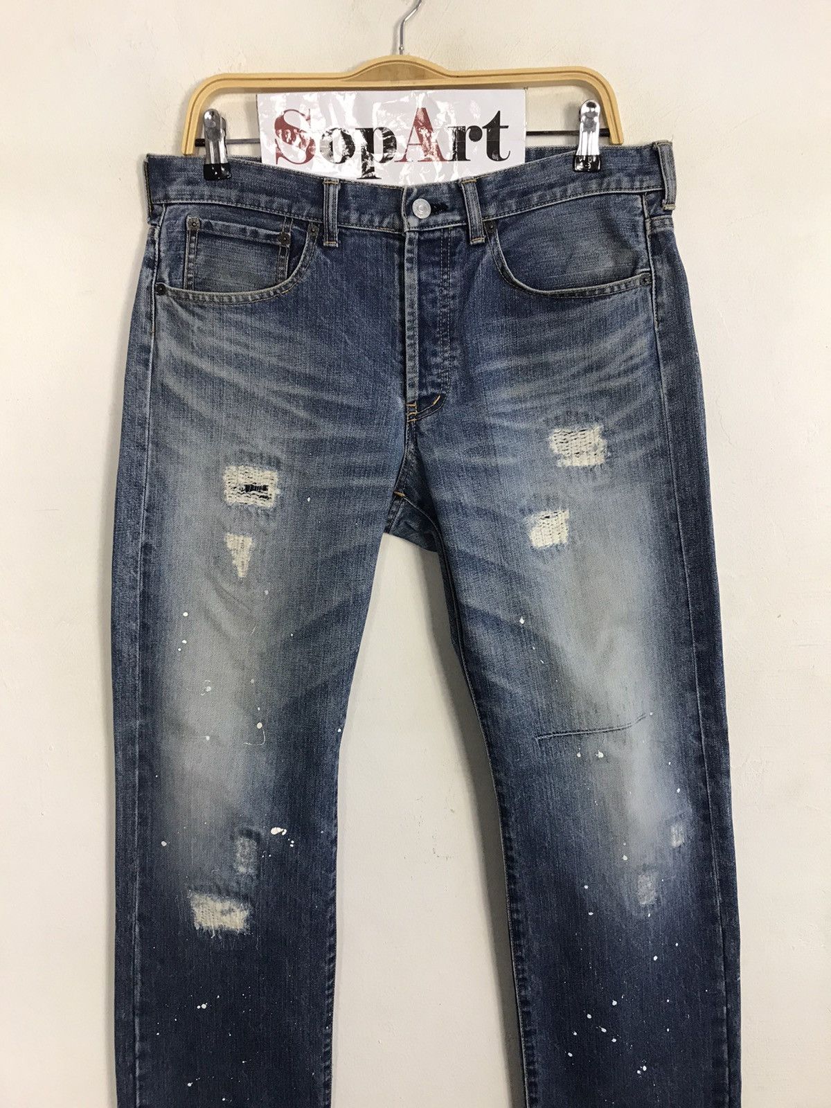 Japanese Brand × Takeo Kikuchi Takeo Kikuchi Distressed Paint Button jeans Design Size US 34 / EU 50 - 3 Thumbnail